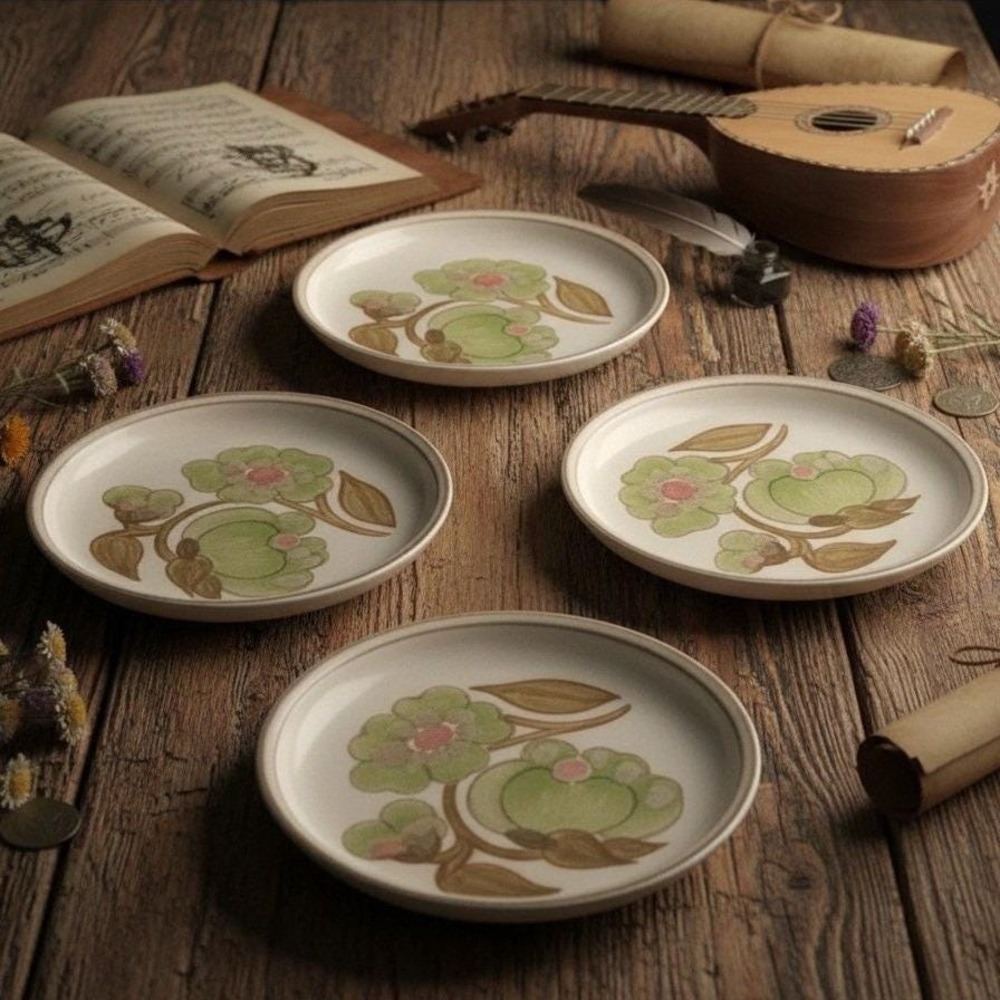 Denby Troubador Bread Plates, Set Of 4, Vintage Stoneware Replacement Dinnerware